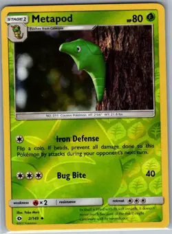 Metapod 2/149 Reverse Holo SM Base Set - Pokemon Card - NM - Image 1