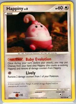 Happiny 52/123 Non Holo Mysterious Treasures - Pokemon Card - NM - Image 1