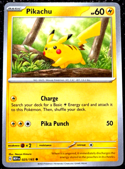 Pikachu 025/165 Pokemon 151 Electric-Type Common Pokemon TCG Collectible Card - Image 1
