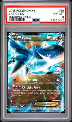2015 POKEMON XY ROARING SKIES #58 LATIOS EX PSA 8 - Image 1