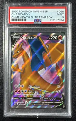 Pokemon Charizard V Sword & Shield Promo Full Art Holo SWSH050 PSA 9 Mint - Image 1