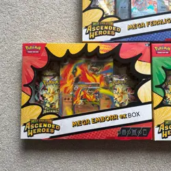 Pokemon Ascended Heroes Ex Box Set of 3 (Emboar Meganium Feraligatr) Sealed New - Image 3
