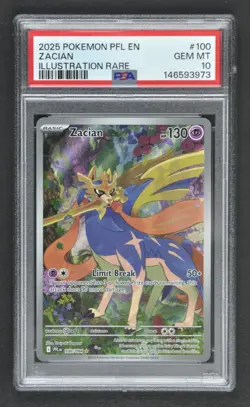 2024 Pokemon PFL EN Phantasmal Flames ~ ZACIAN ~ Illustration Rare #100 - PSA 10 - Image 1