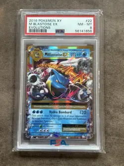 PSA 8 Pokemon XY M BLASTOISE EX #22 Holo Rare EVOLUTIONS 2016 - Image 1