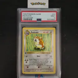 First Edition 1999 Pokemon Base Set 40/102 Raticate PSA Mint 9 - Image 1