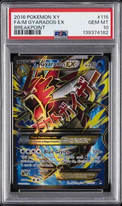 2016 POKEMON XY BREAKPOINT #115 FULL ART/M GYARADOS EX PSA 10 - Image 1