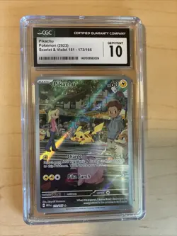 Pikachu 173/165 Illustration Rare Pokemon Scarlet & Violet 151 CGC 10 GEM MINT - Image 1