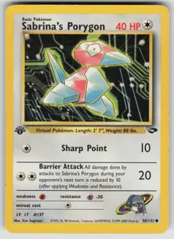 Sabrina's Porygon 98/132 Common Gym Challenge Pokemon 1st Edition MP - Image 1