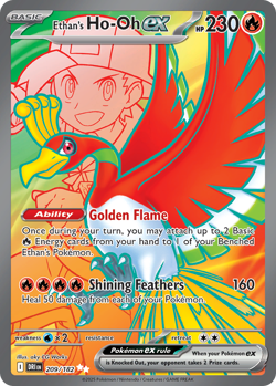 ETHAN'S HO-OH EX 209/182 ULTRA RARE DESTINED RIVALS POKEMON NEAR MINT - Image 1