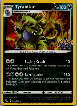 Tyranitar Holo Rare Pokemon GO 043/078 NM - Image 1