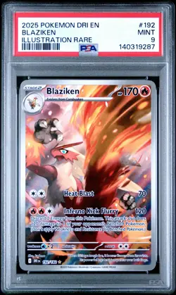 2025 POKEMON DRI EN-DESTINED RIVALS ILLUSTRATION RARE #192 BLAZIKEN PSA 9 - Image 1