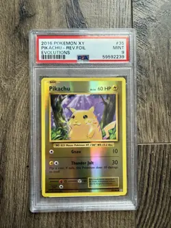 2016 POKEMON XY EVOLUTIONS #35/108 PIKACHU REVERSE HOLO PSA 9 - Image 1