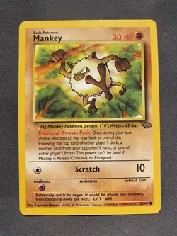 1999 Pokemon Jungle Mankey 55/64 Vintage Common WOTC LP/NM Unlimited - Image 1