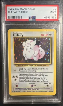 1999 Pokemon Clefairy #5 Holo Rare Base Set - PSA 9 MINT - Image 2