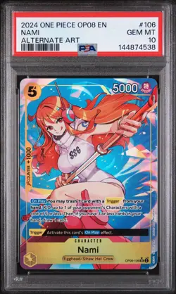 2024 One piece Nami Foil Alternate Art OP08-106 English PSA 10 - Image 1