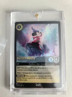 D23 2024 Exclusive Disney Lorcana Mickey Mouse Playful Sorcerer Promo Card W/pin - Image 3