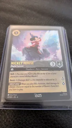 2024 D23 EXPO LORCANA MICKEY MOUSE PLAYFUL SORCERER PROMO CARD DISNEY! - Image 3