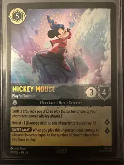 D23 Expo 2024 Disney Lorcana Mickey Mouse Playful Sorcerer Promo Card - Image 1