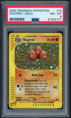 2002 Pokemon Unlimited Expedition 10/165 Dugtrio Holo PSA NM-MT 8 - Image 1