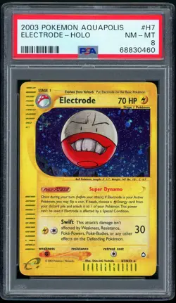 2003 Pokemon Unlimited Aquapolis H07/H32 Electrode Holo PSA NM-MT 8 - Image 1