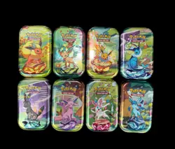Pokemon TCG Scarlet & Violet: Prismatic Evolutions SEALED Mini Tins - Set of 8 - Image 3