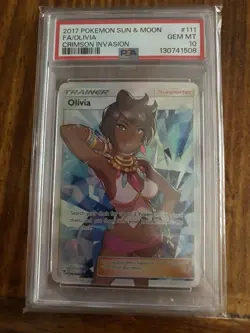 2017 Pokemon Sun & Moon Crimson Invasion Full Art Olivia #111 PSA 10 GEM MINT - Image 1