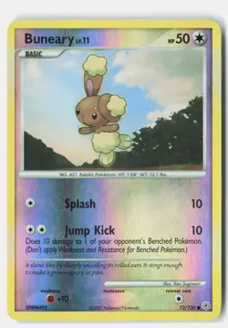 Buneary 73/130 Common Diamond & Pearl Pokemon Reverse Holo HP Ken Sugimori - Image 1