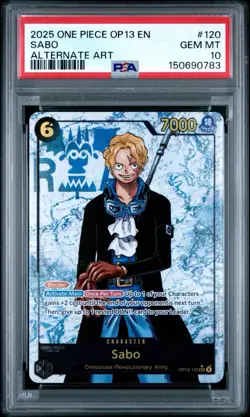 2025 ONE PIECE OP13-CARRYING ON HIS WILL ALTERNATE ART #120 SABO PSA 10 - Image 1