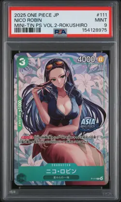 Nico Robin PSA9 2025 One Piece Japanese Mini-Tin Pack Set Vol.2-Rokushiro #111 - Image 1