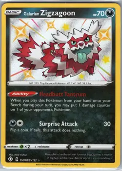 Galarian Zigzagoon SV078/SV122 Shining Fates: Shiny Vault - Pokemon Card - NM - Image 1