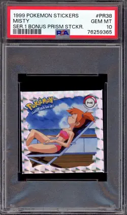 1999 Pokemon Stickers Series 1 Bonus Prism Stickers Misty #PR38 PSA 10 GEM MINT - Image 1