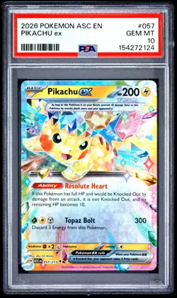 2026 POKEMON ASC EN-ASCENDED HEROES #057 PIKACHU EX PSA 10 - Image 1