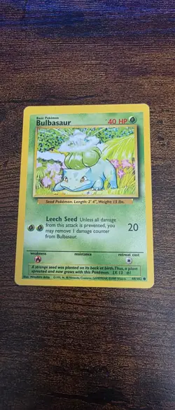 Bulbasaur 44/102 Common Base Set Unlimited Pokemon Lightly Played - Image 1