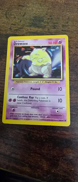 Drowzee 49/102 Common Base Set Unlimited Pokemon Moderately Played - Image 1
