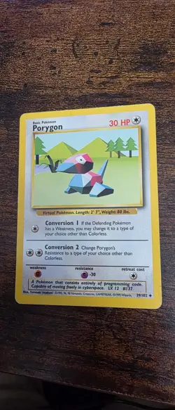 Porygon 39/102 Uncommon Base Set Unlimited Pokemon Lightly Played - Image 1