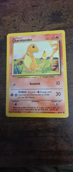 Charmander 46/102 Common Base Set Unlimited Pokemon Lightly Played - Image 1