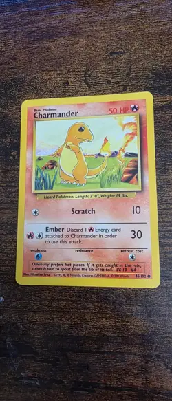 Charmander 46/102 Common Base Set Unlimited Pokemon Lightly Played - Image 1