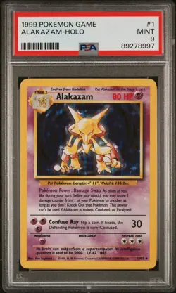1999 POKEMON BASE SET UNLIMITED #1 ALAKAZAM-HOLO PSA 9 - Image 1