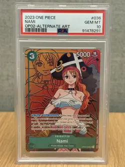 PSA 10 GEM MINT - NAMI ALTERNATE ART OP02-036 - One Piece Paramount War - Image 1
