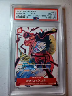PSA 10 Gem Mint One Piece 3rd Anniversary Brothers Pack Monkey D Luffy ST01-012 - Image 1