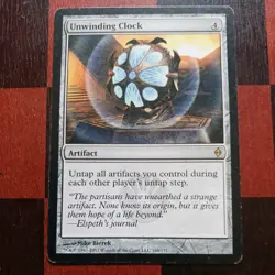 Mtg Unwinding Clock MP New Phyrexia Magic the Gathering Artifact Card Rare - Image 1