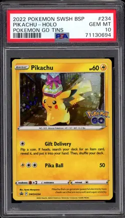 2022 Pokemon SWSH BSP Pokemon Go Tins Pikachu-Holo #234 PSA 10 GEM MINT - Image 1