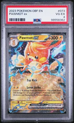 2023 Pokemon Obf EN-Obsidian Flames Pawmot EX PSA 4 #073 - Image 1
