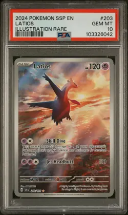 2024 POKEMON SSP EN-SURGING SPARKS ILLUSTRATION RARE #203 LATIOS PSA 10 - Image 1