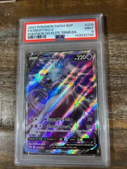 POKEMON 2022 GO Promo Full Art MEWTWO V SWSH229 PSA 9 Mint Elite Trainer Box - Image 1