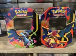 Pokemon TCG Mega Charizard ex Tins Lot Of 2 Empty 2025 Charizard X-Y Storage - Image 1