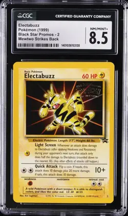 1999 POKEMON BLACK STAR PROMOS MEWTWO STRIKES BACK #2 ELECTABUZZ CGC 8.5 - Image 1