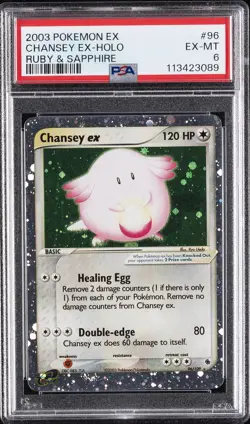 2003 POKEMON EX RUBY & SAPPHIRE #96 CHANSEY EX-HOLO PSA 6 - Image 1