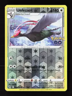 Unfezant 063/078 Uncommon Pokemon GO Pokemon Reverse Holo Near Mint - Image 1