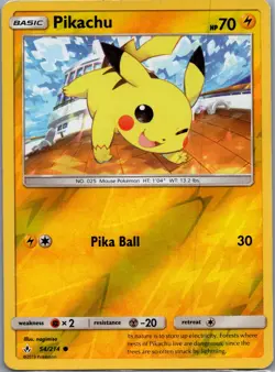 Pikachu 54/214 Common Unbroken Bonds Pokemon Reverse Holo Lightly Played - Image 1